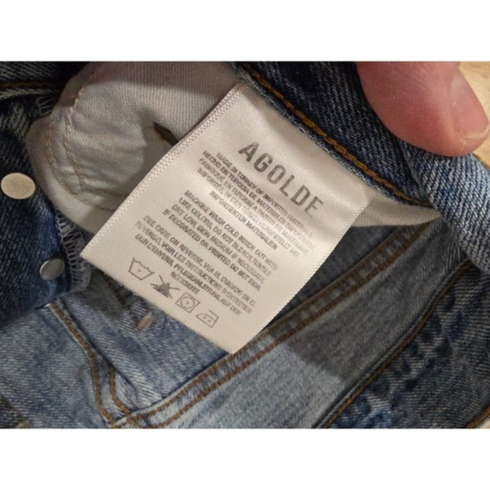 AGOLDE Riley Crop Light Wash‎ Distressed Straight Leg Jeans Women's Size 24 - Picture 6 of 9